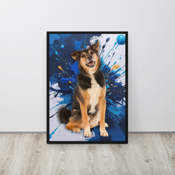 Color-Boom Pet Portrait – Blue Canvas (Framed) - Image 4