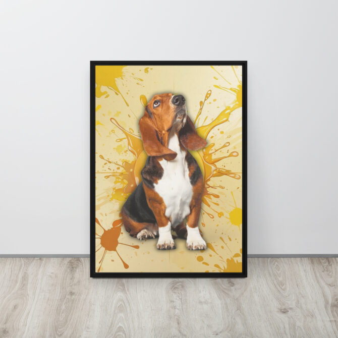 Color-Boom Pet Portrait – Yellow Canvas (Framed) - Image 4