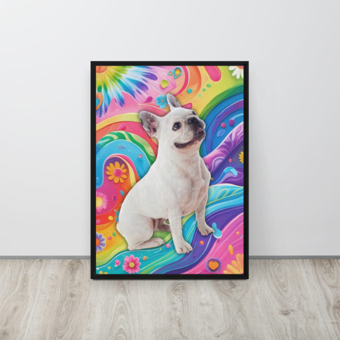 Color-Boom Pet Portrait – Rainbow Hippie Canvas (Framed) - Image 3