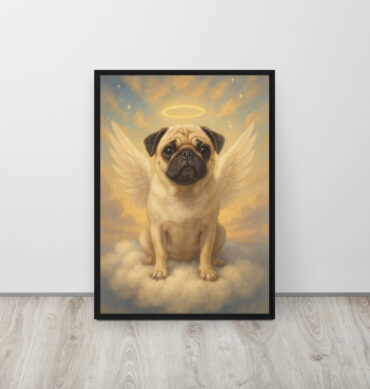 Heavenly Pet Memorial Canvas – Angel Wings Tribute Art