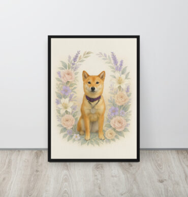 Custom Pet Memorial – Floral Wreath Framed Canvas Tribute