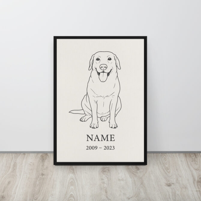 Custom Minimalist Pet Memorial Line Art – Framed Canvas