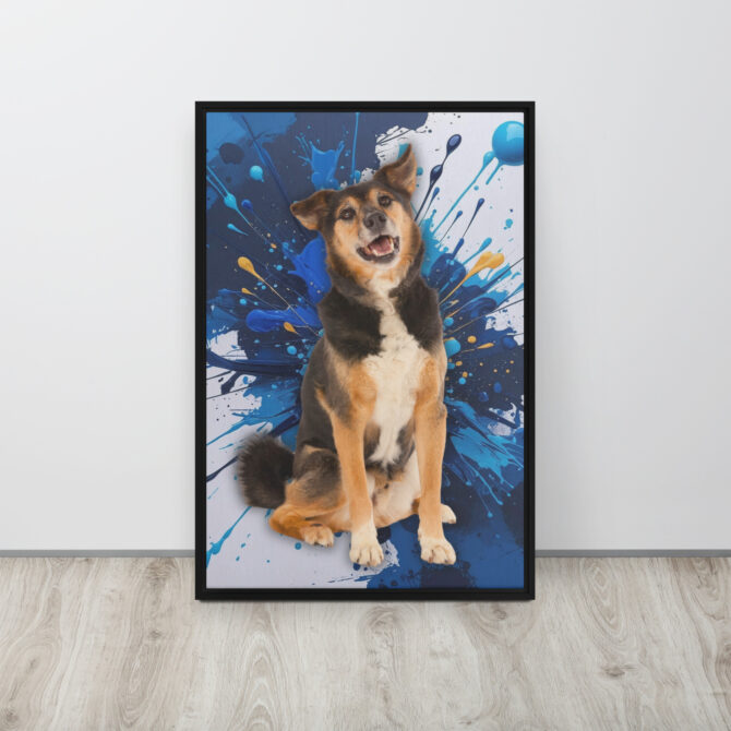 Color-Boom Pet Portrait – Blue Canvas (Framed) - Image 5