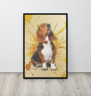 Color-Boom Pet Portrait – Yellow Canvas (Framed)
