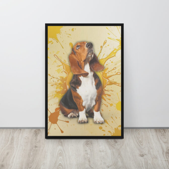 Color-Boom Pet Portrait – Yellow Canvas (Framed)