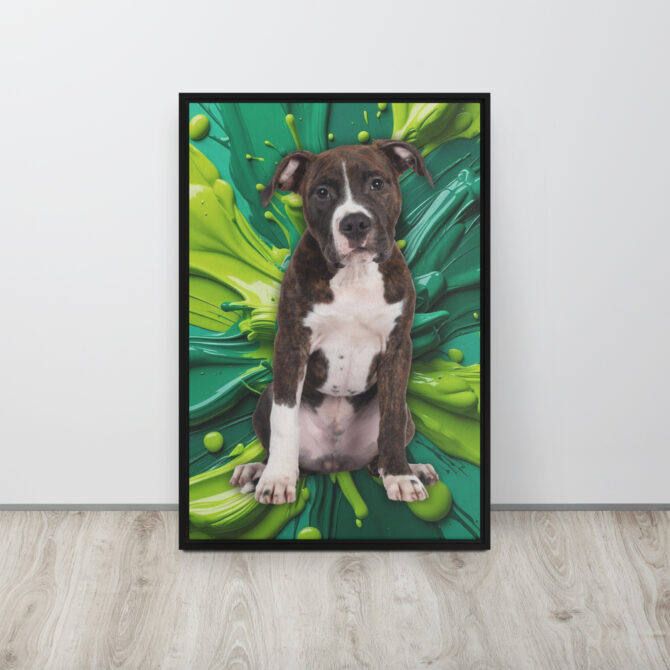 Color-Boom Pet Portrait – Green Canvas (Framed) - Image 5