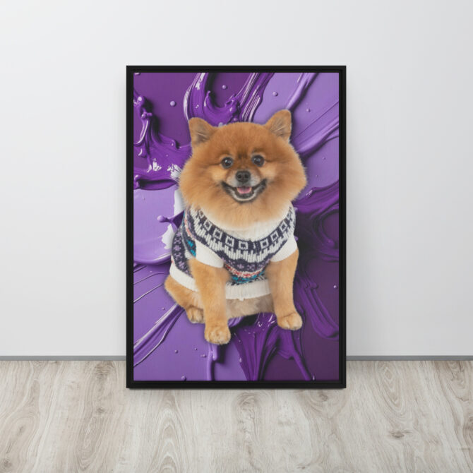 Color-Boom Pet Portrait – Purple Canvas (Framed) - Image 5