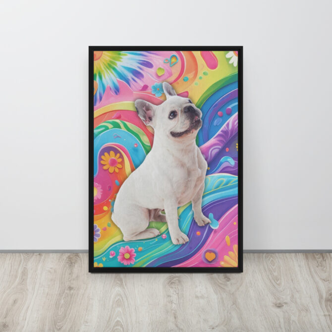 Color-Boom Pet Portrait – Rainbow Hippie Canvas (Framed) - Image 4