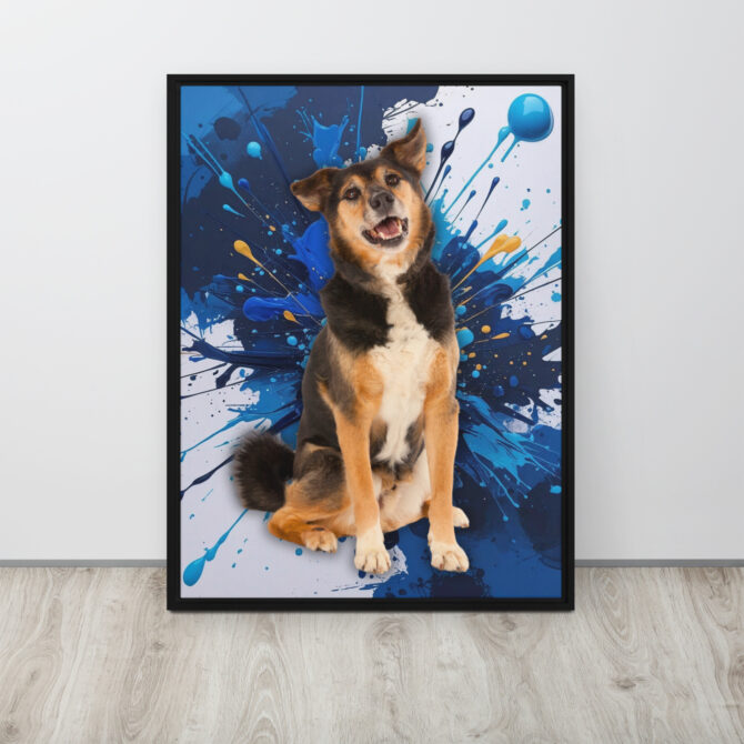 Color-Boom Pet Portrait – Blue Canvas (Framed) - Image 6