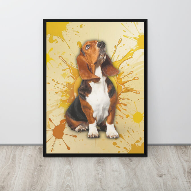 Color-Boom Pet Portrait – Yellow Canvas (Framed) - Image 5