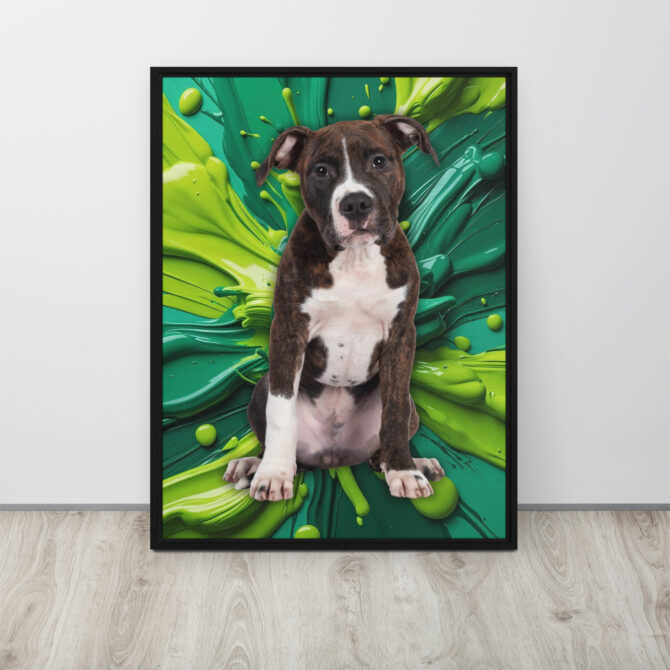 Color-Boom Pet Portrait – Green Canvas (Framed) - Image 6