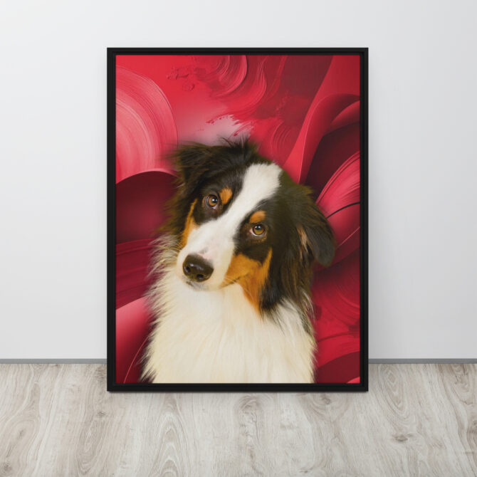 Color-Boom Pet Portrait – Red Canvas (Framed) - Image 6