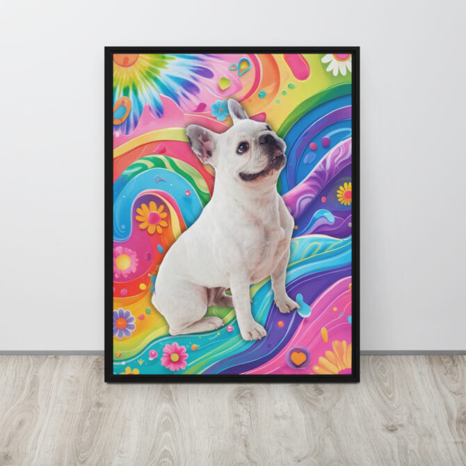 Color-Boom Pet Portrait – Rainbow Hippie Canvas (Framed) - Image 5
