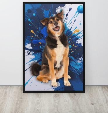 Color-Boom Pet Portrait – Blue Canvas (Framed)