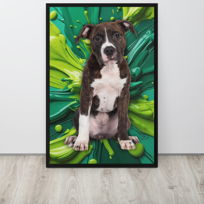 Color-Boom Pet Portrait – Green Canvas (Framed) - Image 7