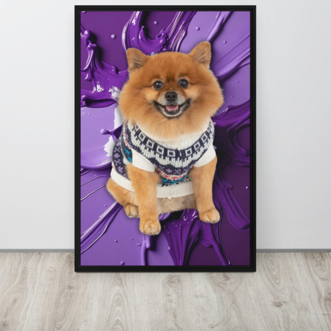 Color-Boom Pet Portrait – Purple Canvas (Framed) - Image 7