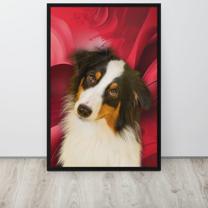 Color-Boom Pet Portrait – Red Canvas (Framed) - Image 7
