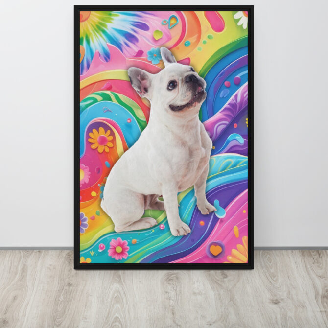 Color-Boom Pet Portrait – Rainbow Hippie Canvas (Framed) - Image 6