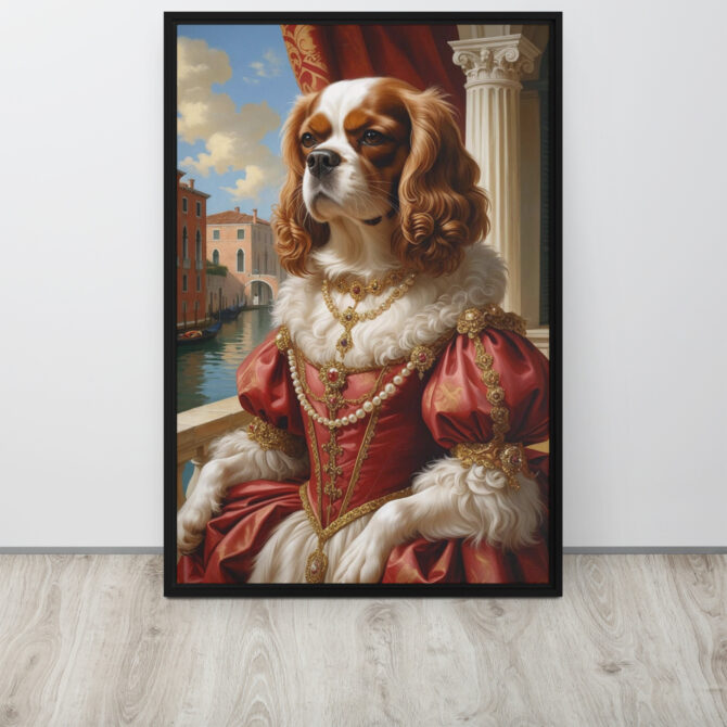 Custom Renaissance Pet Portrait – Lady Barkareth of Venice (Framed Canvas) - Image 5