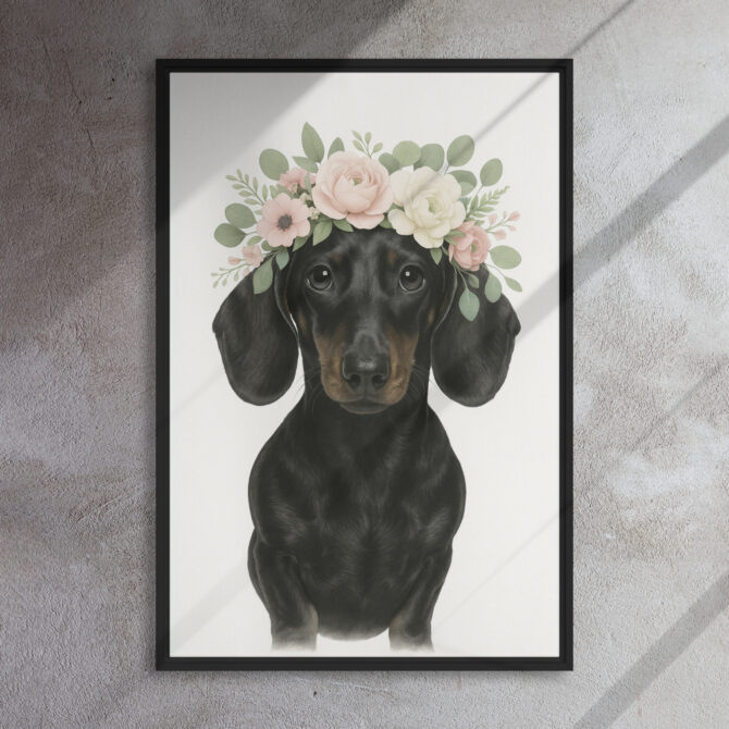 Floral Crown Custom Pet Portrait on Framed Canvas - Image 4