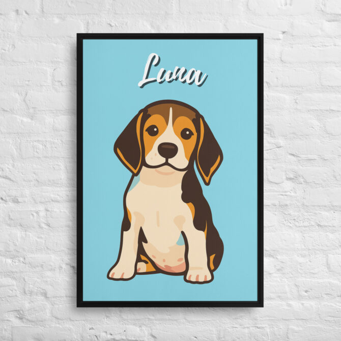 Modern Pet Portrait – Custom Vector Art on Framed Canvas - Non Photo Blue - Image 5