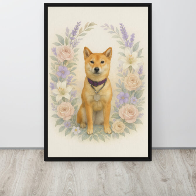 Custom Pet Memorial – Floral Wreath Framed Canvas Tribute - Image 5