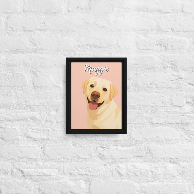 Modern Custom Pet Portrait – Vector Art on Framed Canvas - Mint Mimi Pink - Image 2