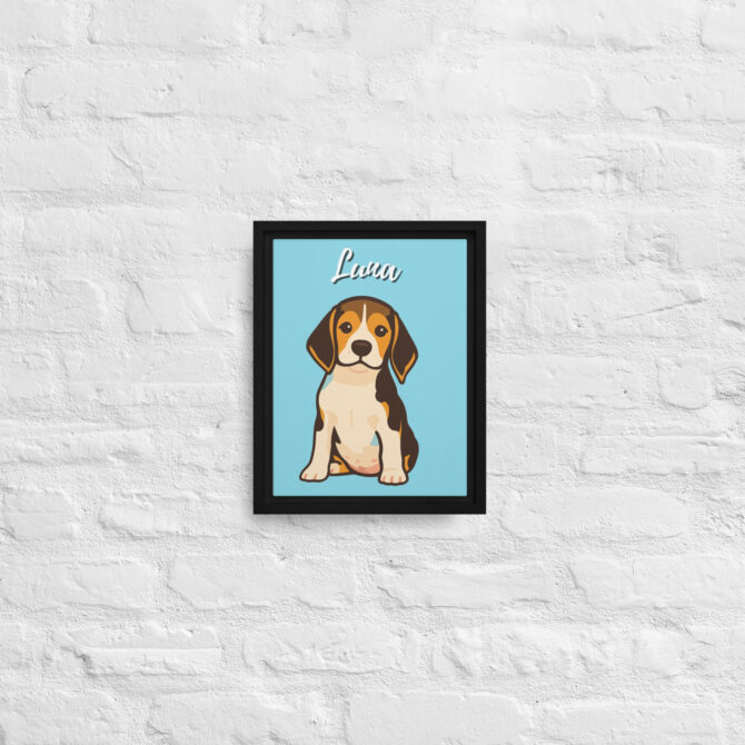 Modern Pet Portrait – Custom Vector Art on Framed Canvas - Non Photo Blue - Image 2