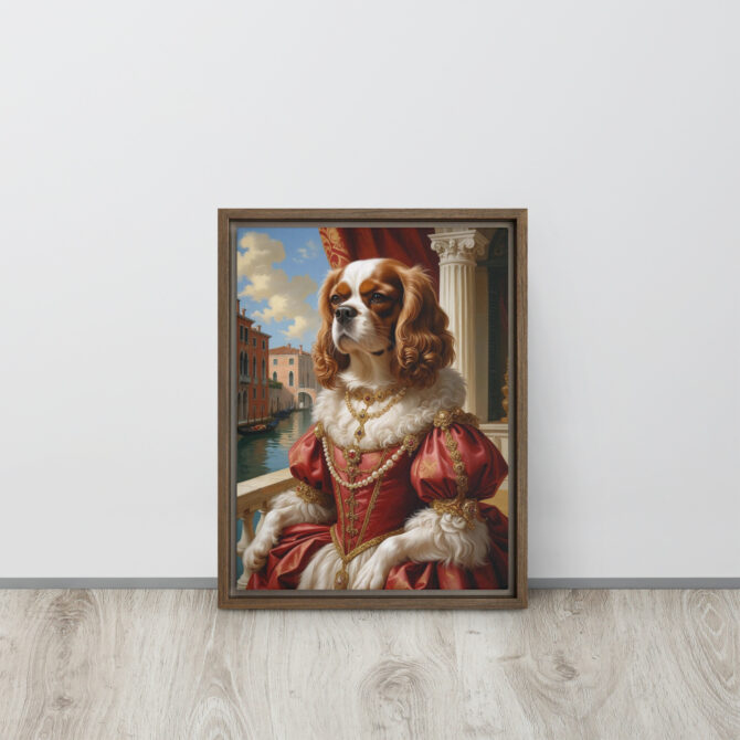 Custom Renaissance Pet Portrait – Lady Barkareth of Venice (Framed Canvas) - Image 6