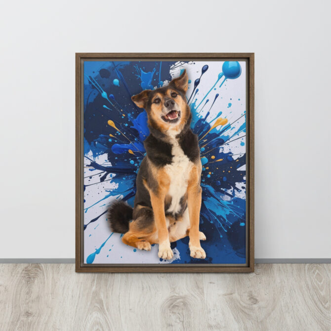 Color-Boom Pet Portrait – Blue Canvas (Framed) - Image 7