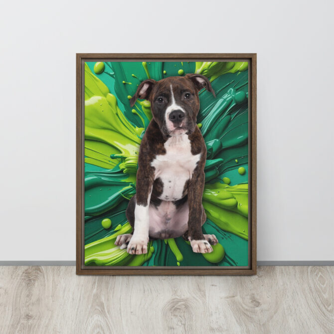 Color-Boom Pet Portrait – Green Canvas (Framed) - Image 8