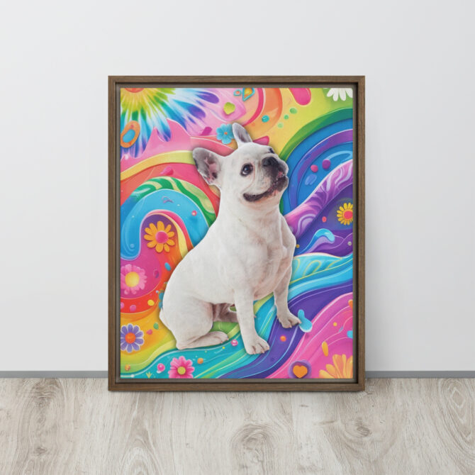 Color-Boom Pet Portrait – Rainbow Hippie Canvas (Framed) - Image 7