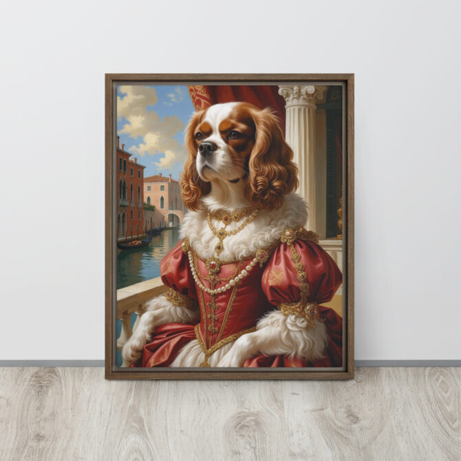 Custom Renaissance Pet Portrait – Lady Barkareth of Venice (Framed Canvas) - Image 7