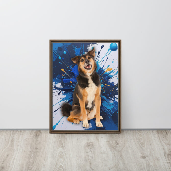 Color-Boom Pet Portrait – Blue Canvas (Framed) - Image 8