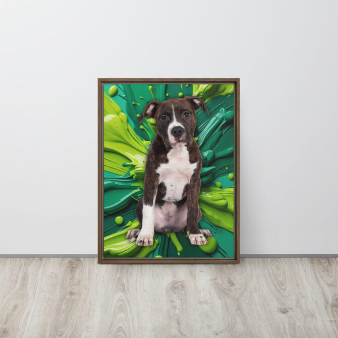 Color-Boom Pet Portrait – Green Canvas (Framed) - Image 9
