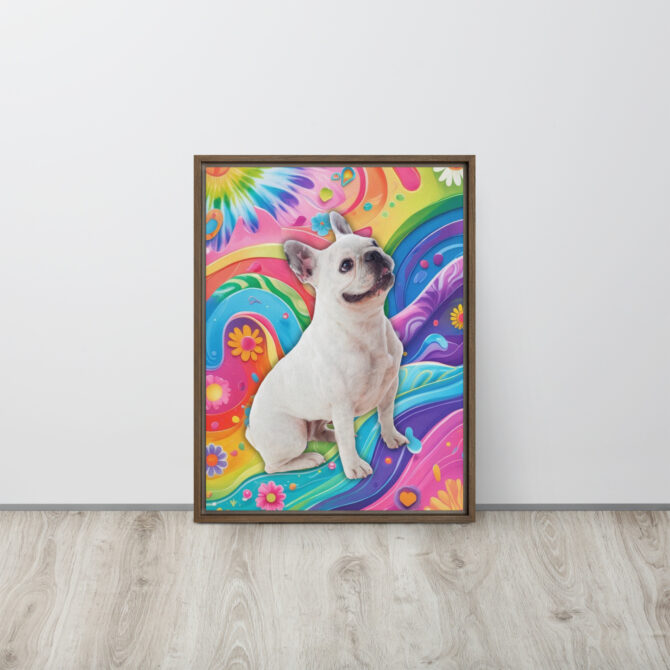 Color-Boom Pet Portrait – Rainbow Hippie Canvas (Framed) - Image 8