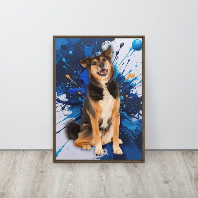 Color-Boom Pet Portrait – Blue Canvas (Framed) - Image 9
