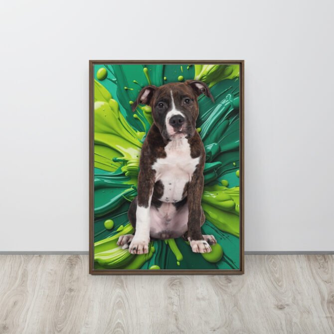 Color-Boom Pet Portrait – Green Canvas (Framed) - Image 10