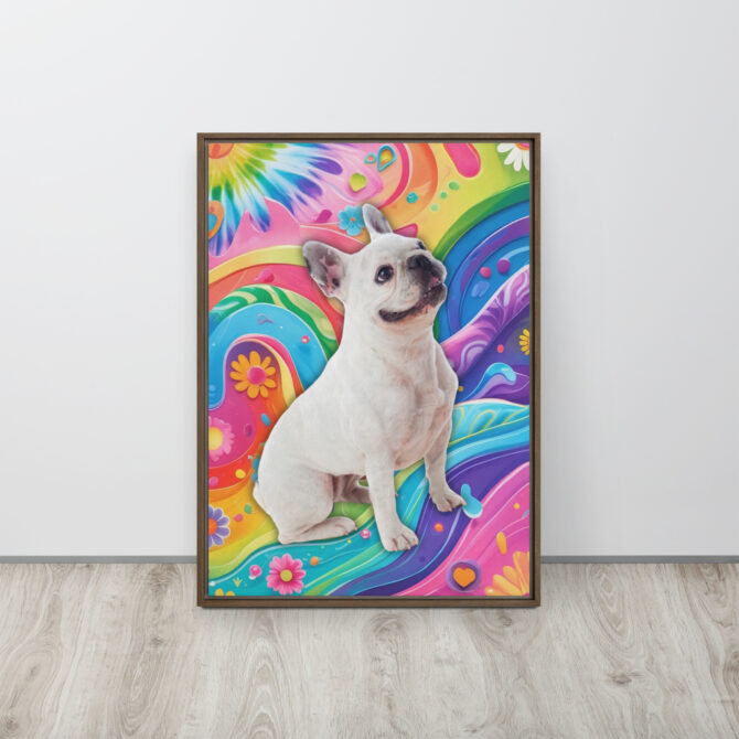 Color-Boom Pet Portrait – Rainbow Hippie Canvas (Framed) - Image 9