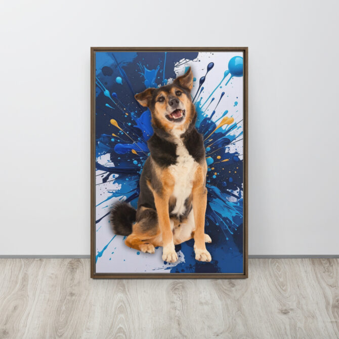 Color-Boom Pet Portrait – Blue Canvas (Framed) - Image 10