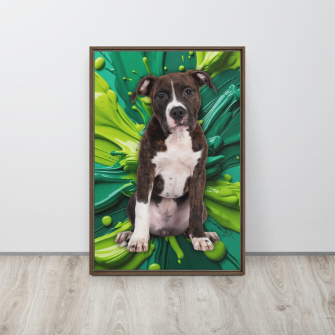 Color-Boom Pet Portrait – Green Canvas (Framed) - Image 11