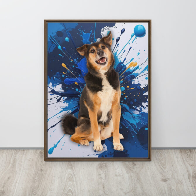 Color-Boom Pet Portrait – Blue Canvas (Framed) - Image 11
