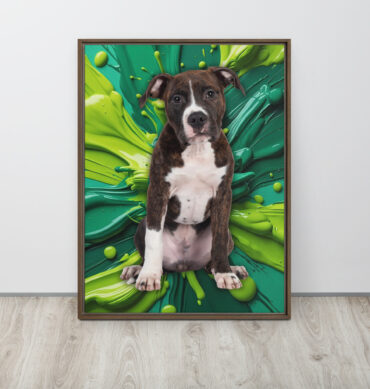 Color-Boom Pet Portrait – Green Canvas (Framed)