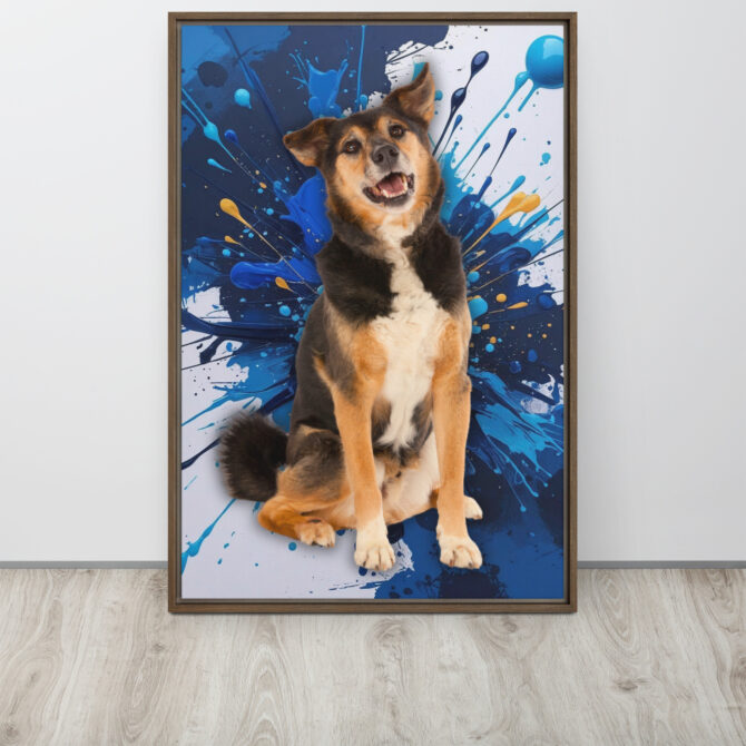 Color-Boom Pet Portrait – Blue Canvas (Framed) - Image 12