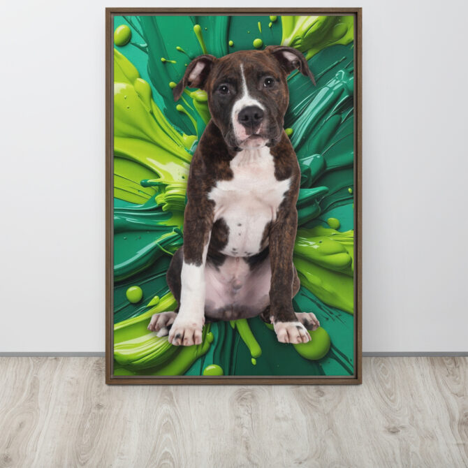 Color-Boom Pet Portrait – Green Canvas (Framed) - Image 12