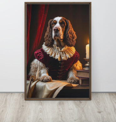 Custom Renaissance Pet Portrait – “Sir Barktangelo the Bard” (Framed Canvas)