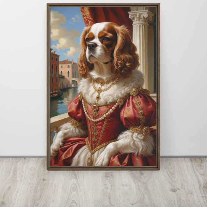 Custom Renaissance Pet Portrait – Lady Barkareth of Venice (Framed Canvas) - Image 9
