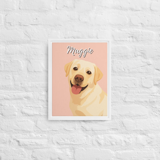 Modern Custom Pet Portrait – Vector Art on Framed Canvas - Mint Mimi Pink - Image 7