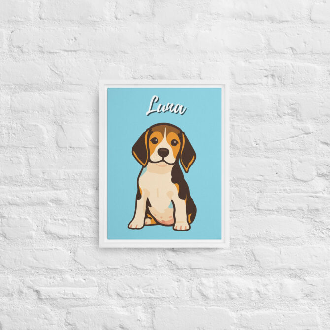 Modern Pet Portrait – Custom Vector Art on Framed Canvas - Non Photo Blue - Image 7