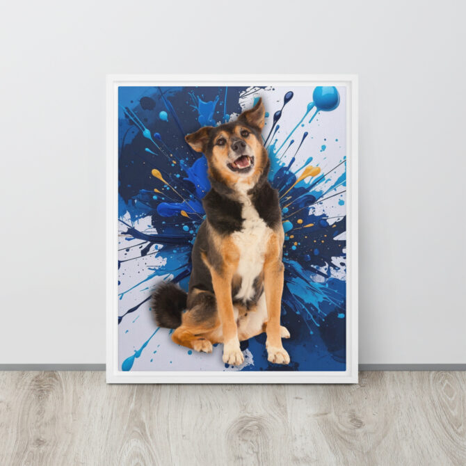 Color-Boom Pet Portrait – Blue Canvas (Framed) - Image 13